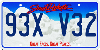 SD license plate 93XV32