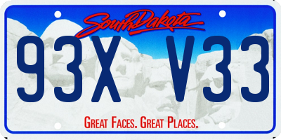 SD license plate 93XV33