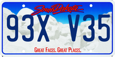 SD license plate 93XV35