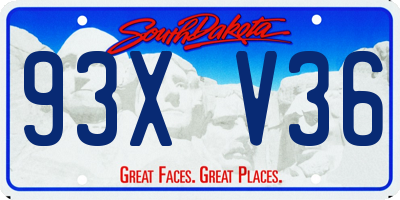 SD license plate 93XV36