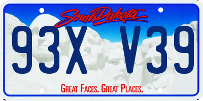 SD license plate 93XV39