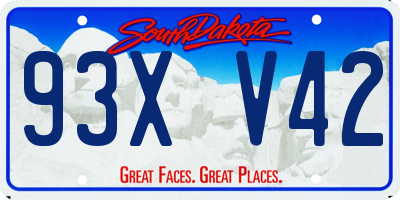 SD license plate 93XV42