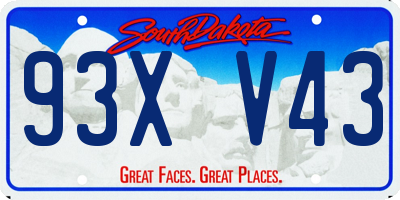 SD license plate 93XV43