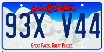 SD license plate 93XV44