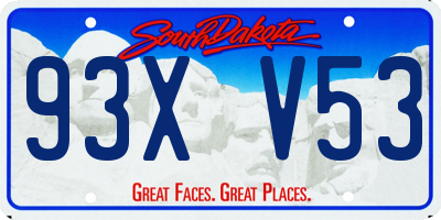 SD license plate 93XV53