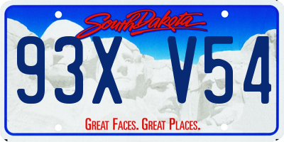 SD license plate 93XV54