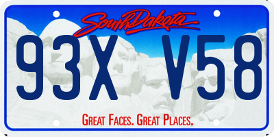 SD license plate 93XV58