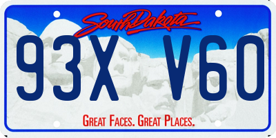 SD license plate 93XV60