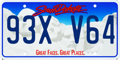 SD license plate 93XV64
