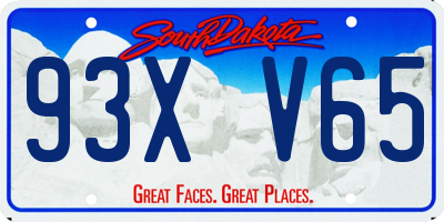 SD license plate 93XV65