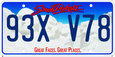 SD license plate 93XV78
