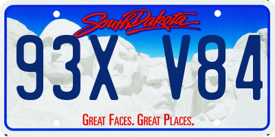 SD license plate 93XV84