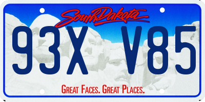 SD license plate 93XV85