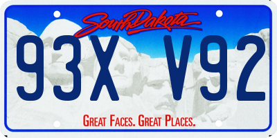 SD license plate 93XV92