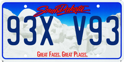 SD license plate 93XV93