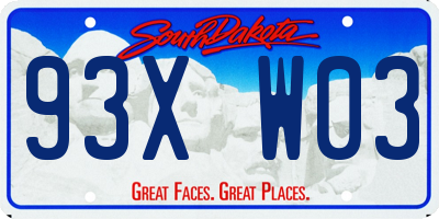 SD license plate 93XW03