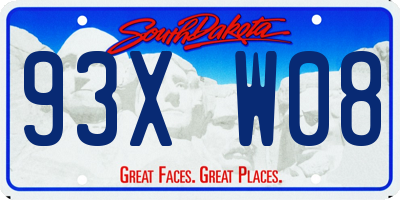 SD license plate 93XW08