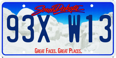 SD license plate 93XW13