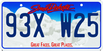 SD license plate 93XW25