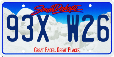 SD license plate 93XW26