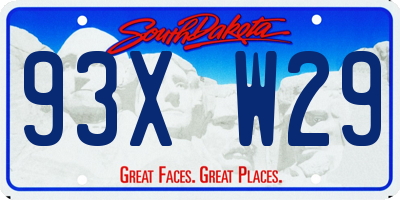 SD license plate 93XW29
