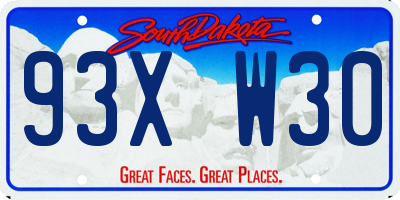 SD license plate 93XW30