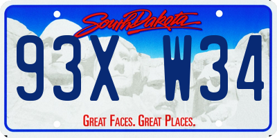 SD license plate 93XW34