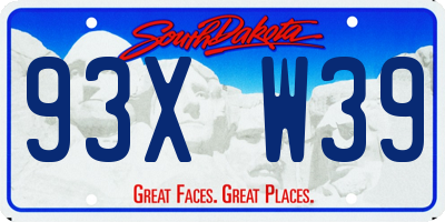 SD license plate 93XW39