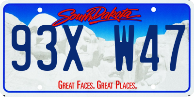 SD license plate 93XW47