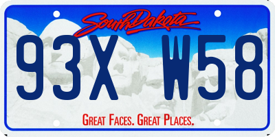 SD license plate 93XW58