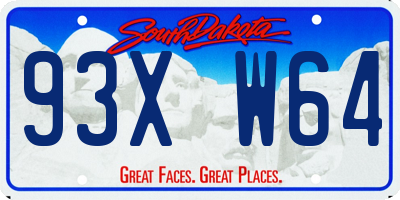 SD license plate 93XW64