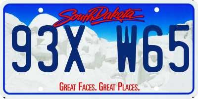 SD license plate 93XW65
