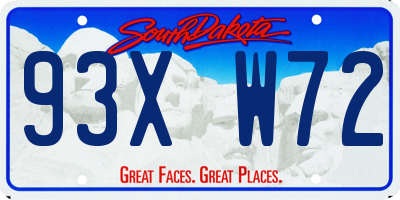 SD license plate 93XW72