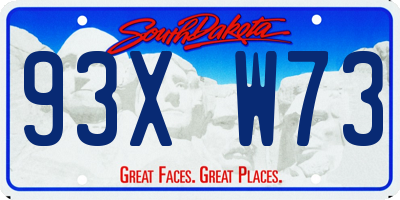 SD license plate 93XW73