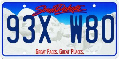 SD license plate 93XW80