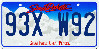 SD license plate 93XW92