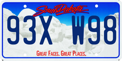SD license plate 93XW98