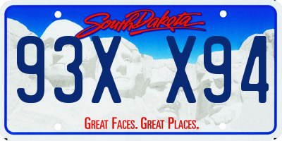 SD license plate 93XX94