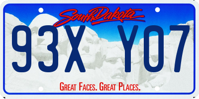 SD license plate 93XY07