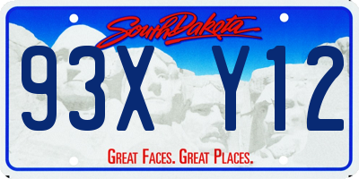 SD license plate 93XY12