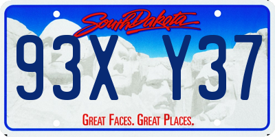 SD license plate 93XY37