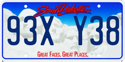 SD license plate 93XY38