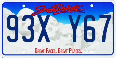 SD license plate 93XY67