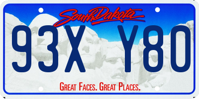 SD license plate 93XY80