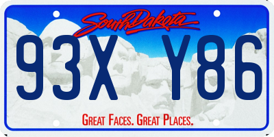 SD license plate 93XY86