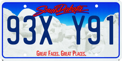 SD license plate 93XY91