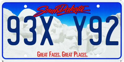 SD license plate 93XY92