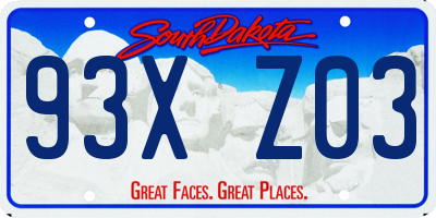SD license plate 93XZ03