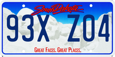 SD license plate 93XZ04
