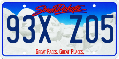 SD license plate 93XZ05